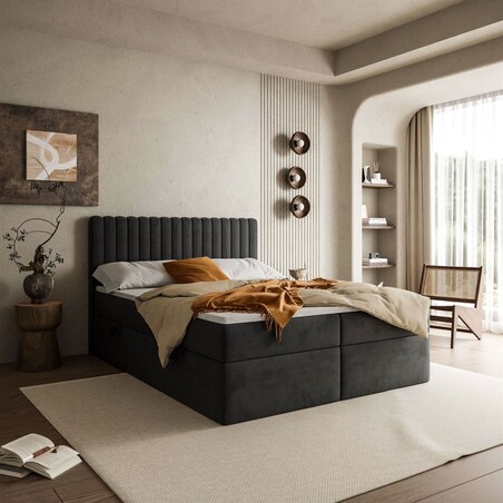 Łóżko kontynentalne JANELLE z materacem bonellowym, 140x200, Jasmine 100, topper