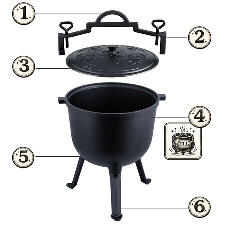 Kociołek żeliwny 11L Berdsen BD-482 garnek myśliwski pieczonki na ognisko grill + przepisy