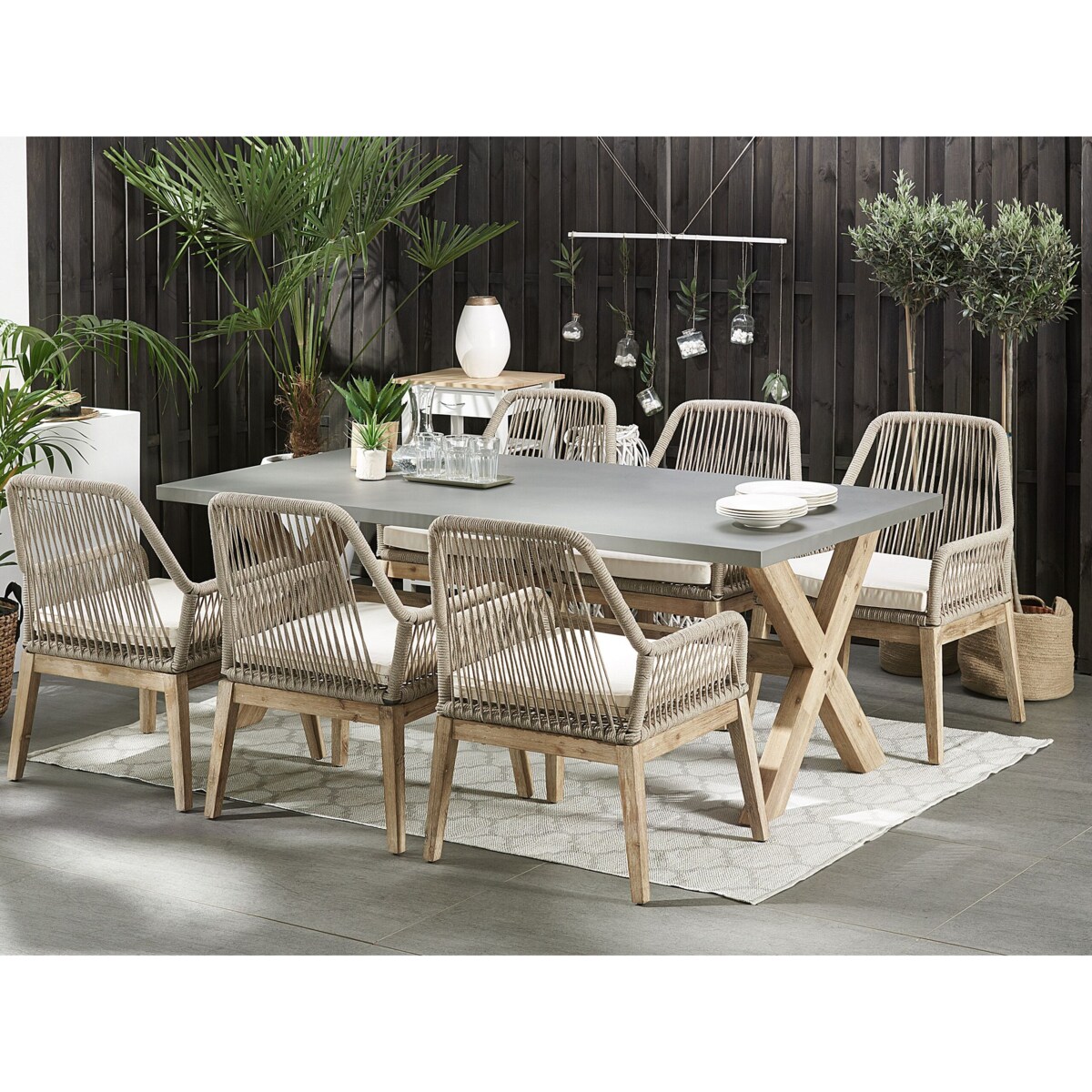 Zestaw ogrodowy dla 6 osób OLBIA z poduszkami Beton Beżowy