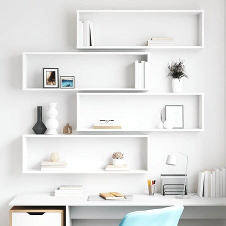 vidaXL Półki ścienne kostki, 4 szt., białe, 100x15x30 cm