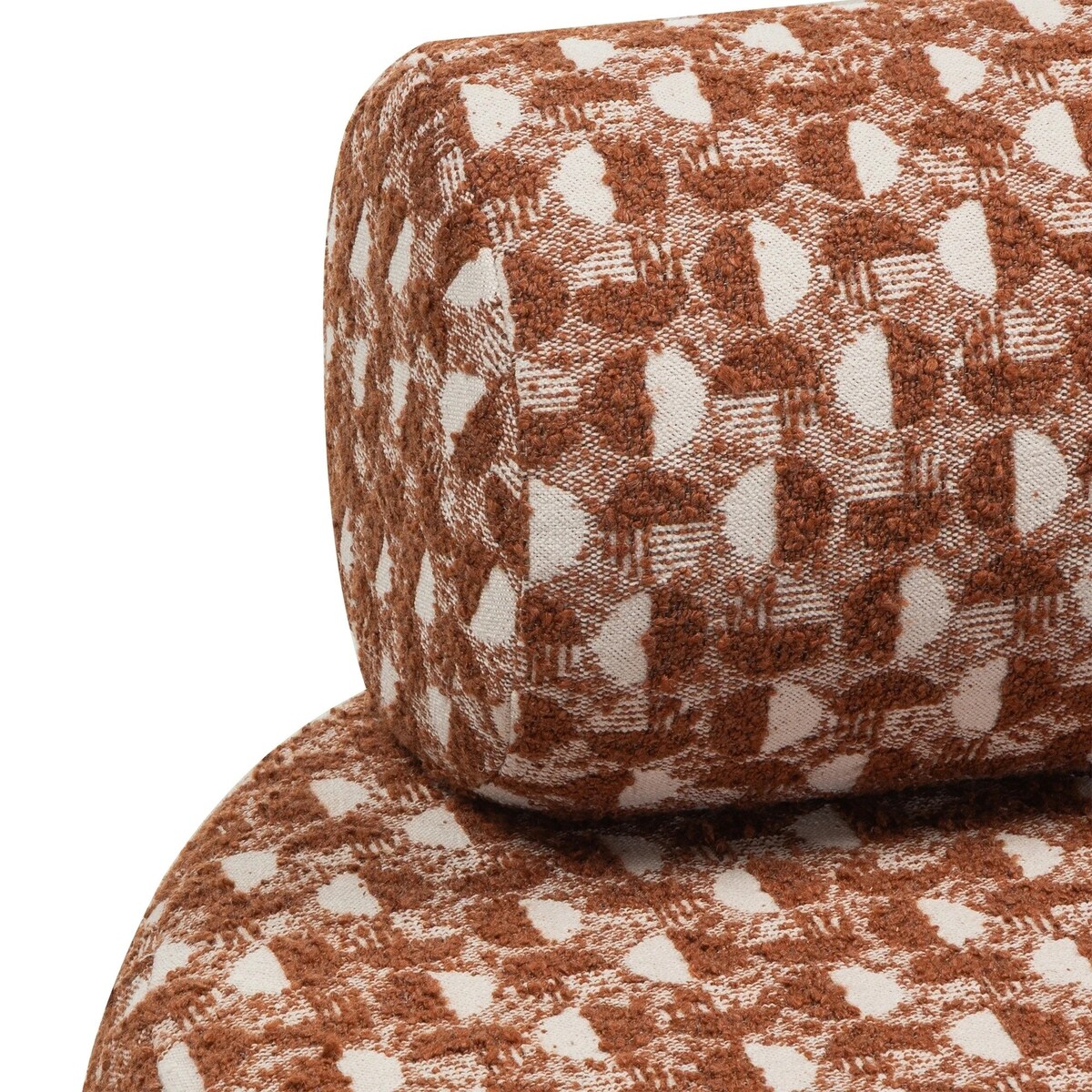Fotel obrotowy 70x88x88 cm ORVIETTA bouclé z geometrycznym wzorem