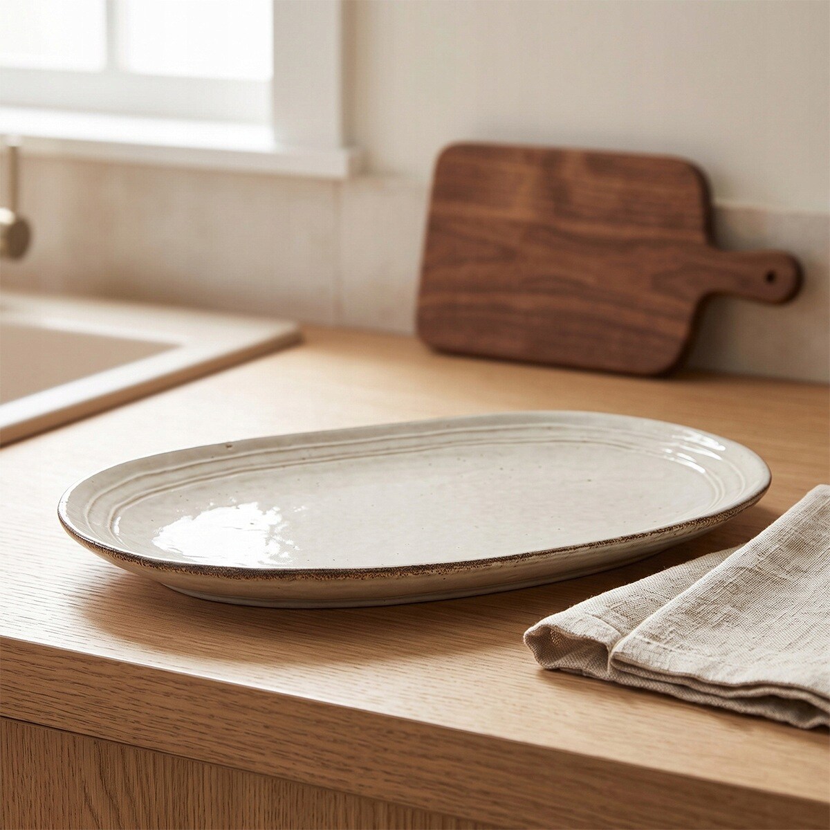 PÓŁMISEK NA PRZEKĄSKI WĘDLINY JAJKA GŁĘBOKI CERAMICZNY DUŻY 37cm TALERZ