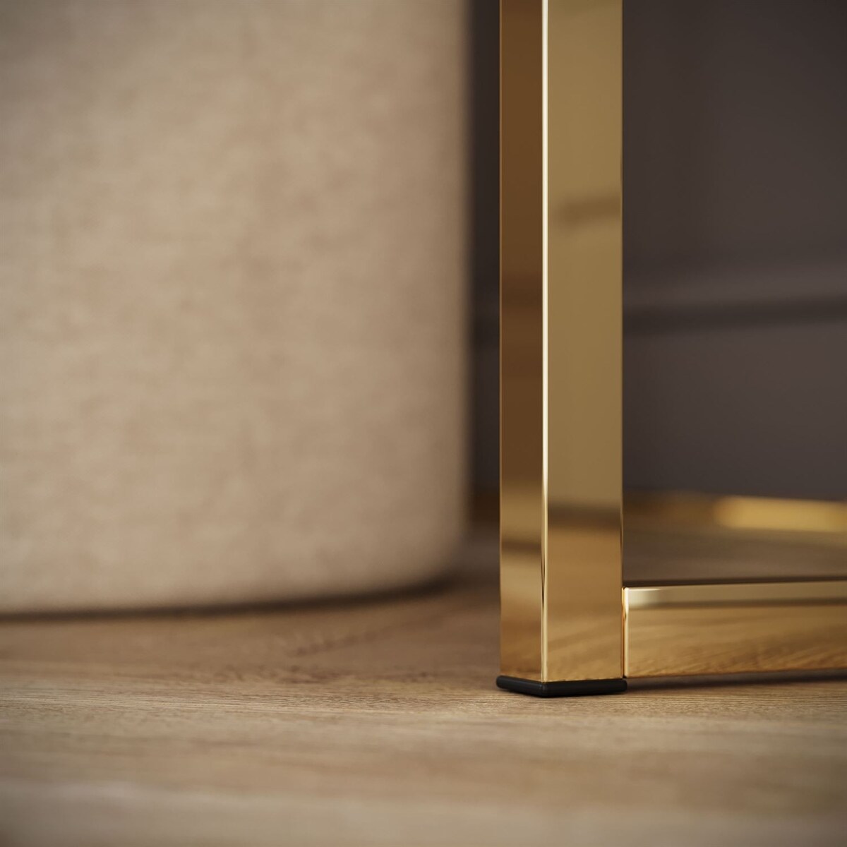 Toaletka BLANCO GLAMOUR KASZMIR na złotym chromowanym stelażu z lustrem LED, uchwyt złoty