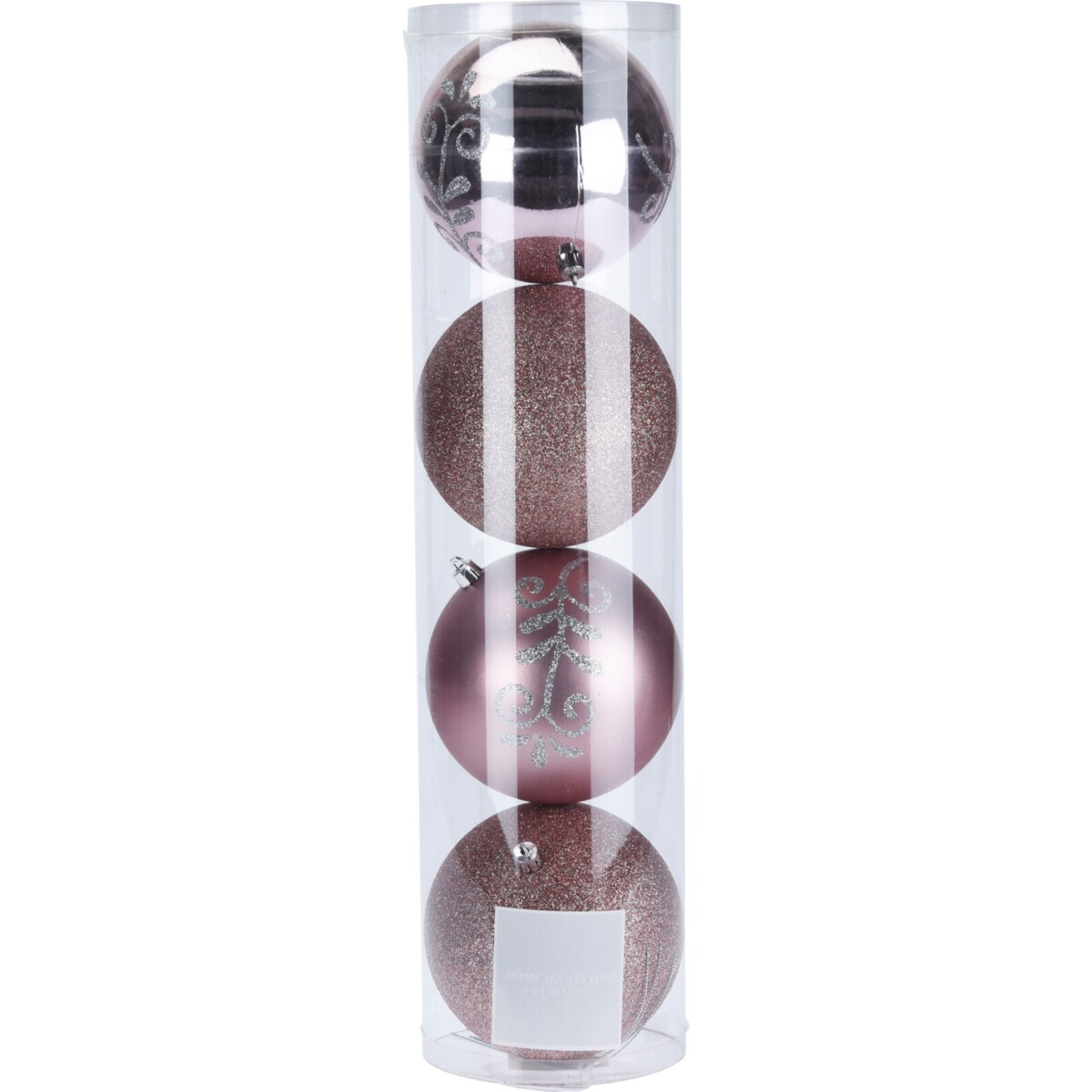 KOMPLET 4 BOMBEK ŚWIĄTECZNE 12CMRÓŻOWE