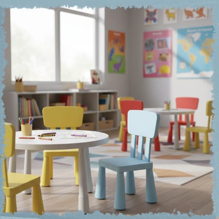 Krzesełko dla dzieci plastikowe z oparciem wygodne do pokoju niebieskie