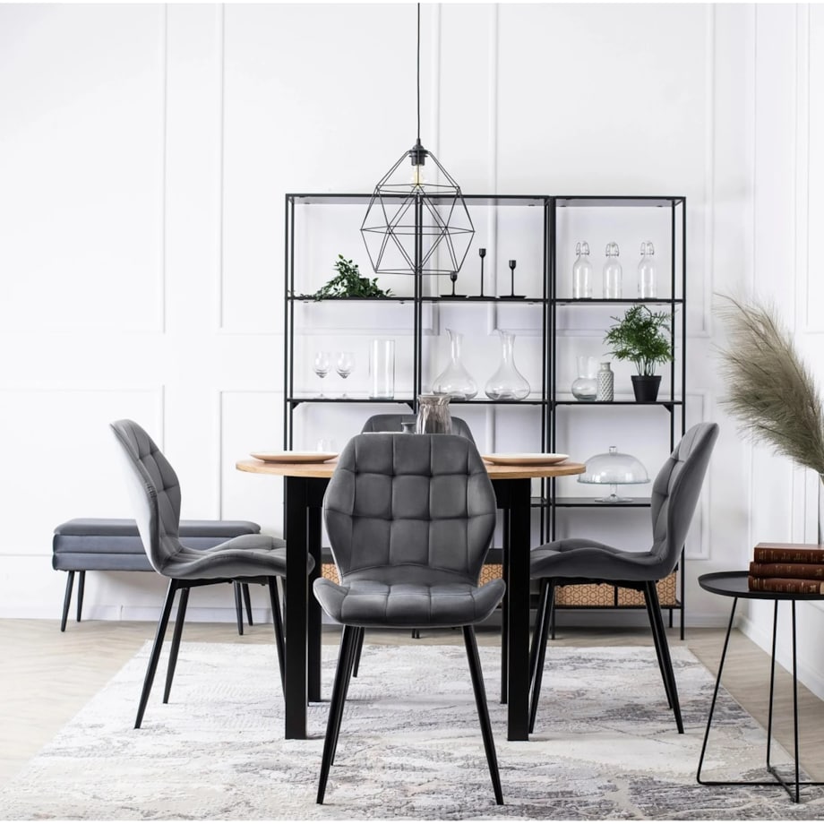 Krzesło Tapicerowane Welurowe Do Salonu Jadalni Toaletki Loft LUCKY Szare