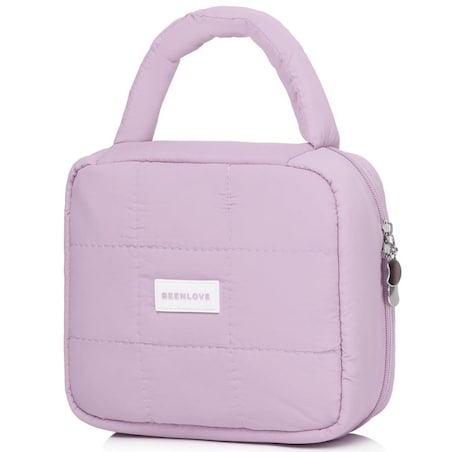 Kosmetyczka damska pikowana kuferek z rączką 21 x 17 x 8 cm KS139FIO