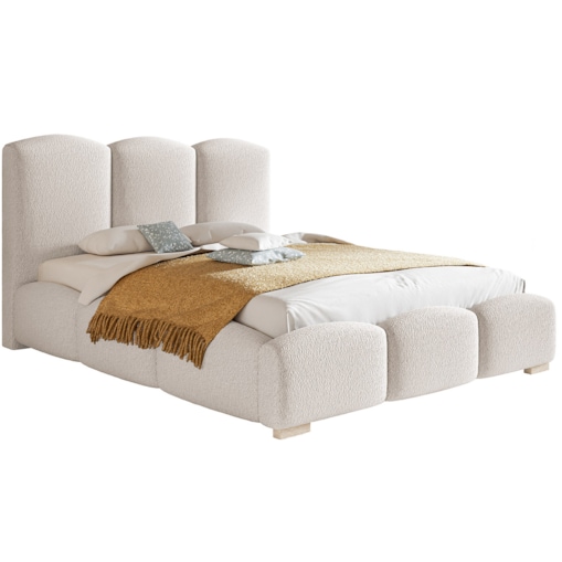 Łóżko sypialniane 200x200 BEN 14 tkanina boucle- kolor ecru