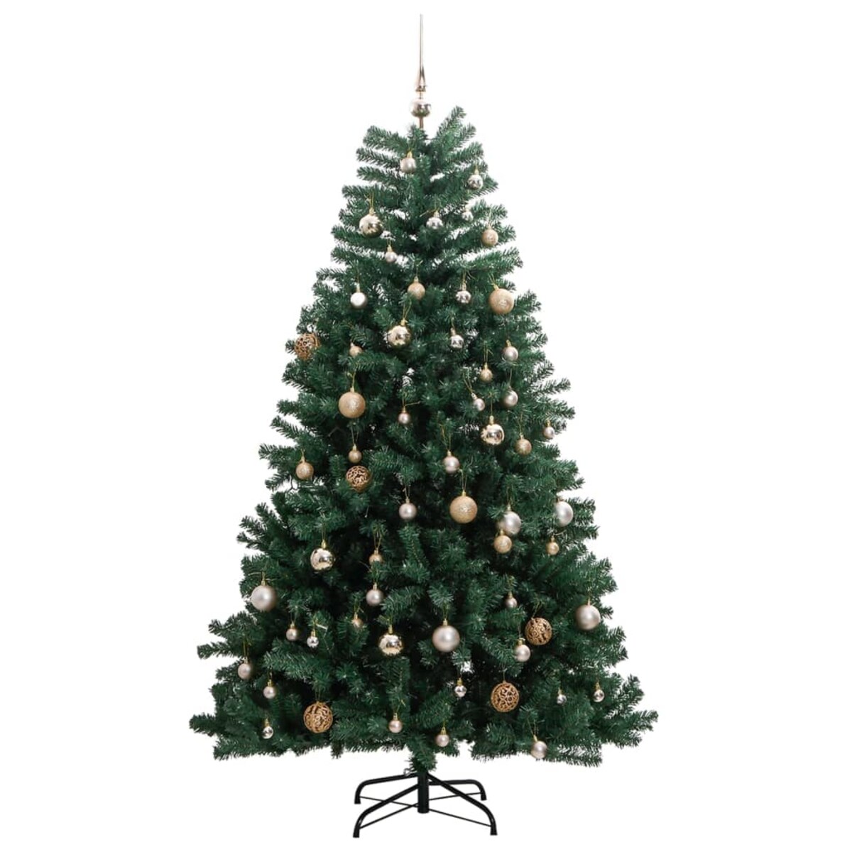 vidaXL Sztuczna choinka na zawiasach, 300 lampek LED i bombki, 180 cm