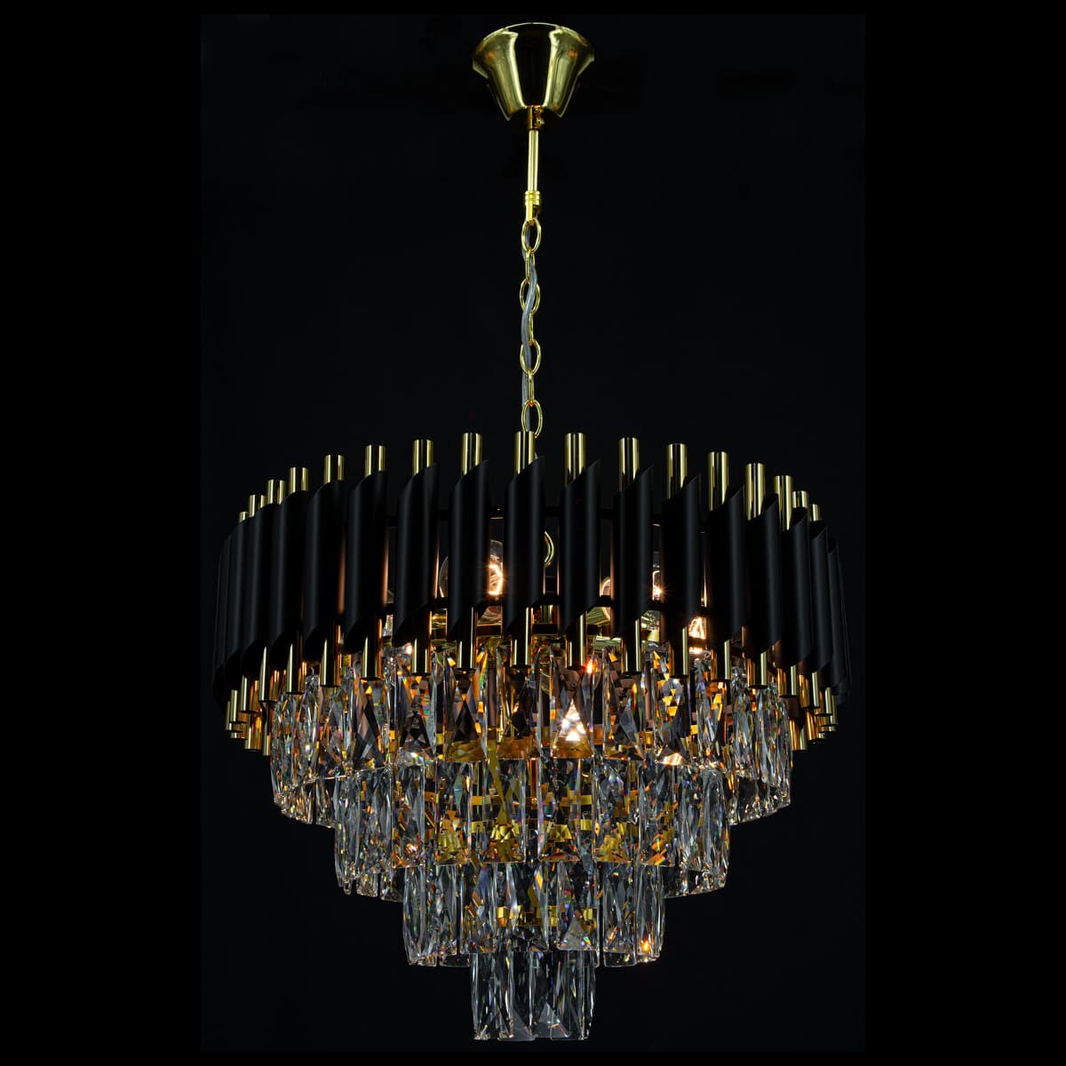 Żyrandol kryształowy glamour Toledo 6260/6 TR BL pałacowy czarny złoty