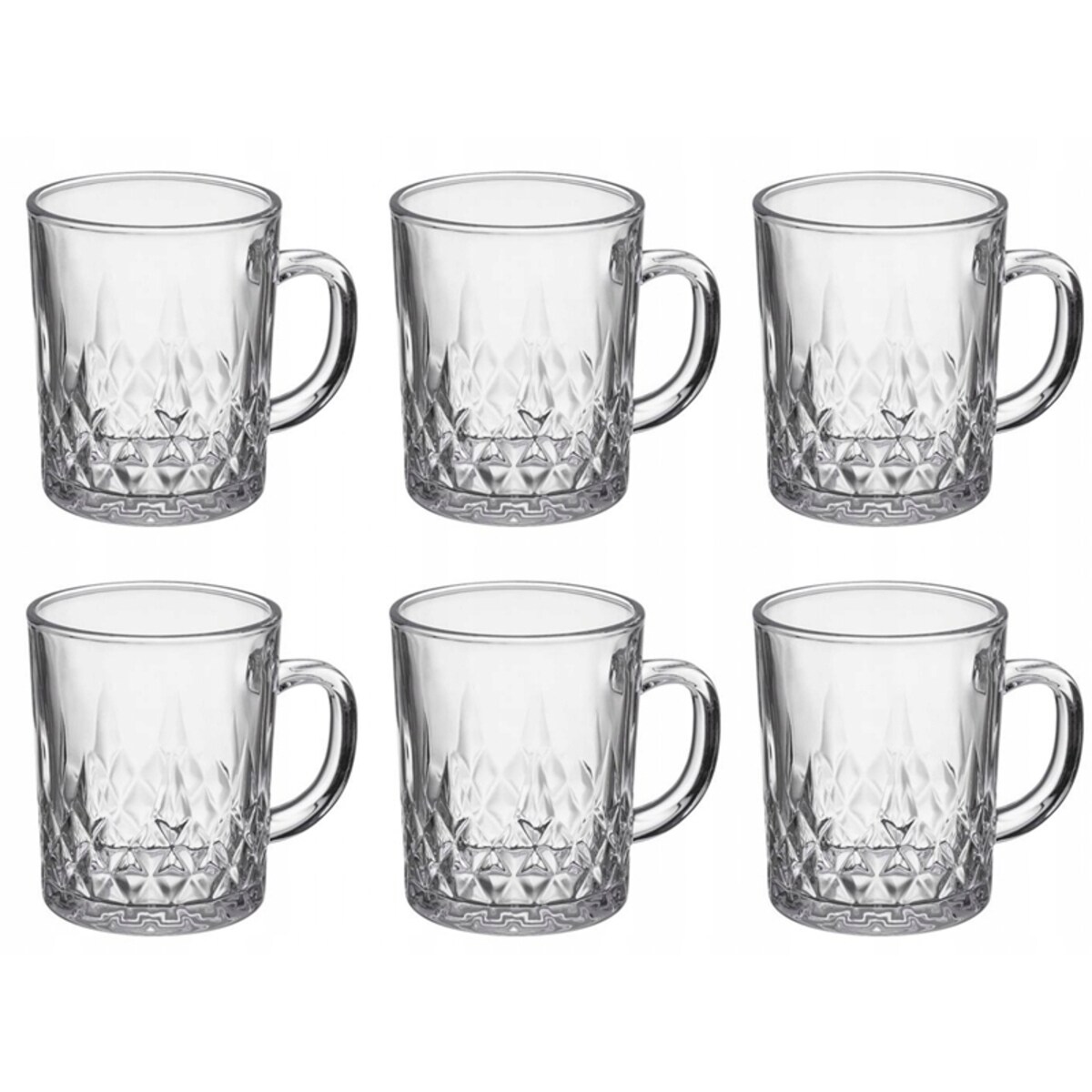 ZESTAW SZKLANKI DO KAWY HERBATY 240 ml napoje kompot kubek z uchem 6szt