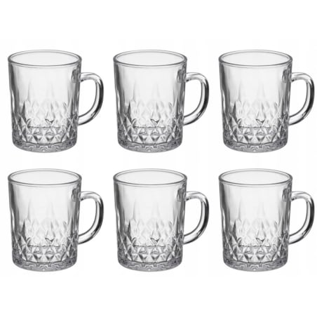 ZESTAW SZKLANKI DO KAWY HERBATY 240 ml napoje kompot kubek z uchem 6szt