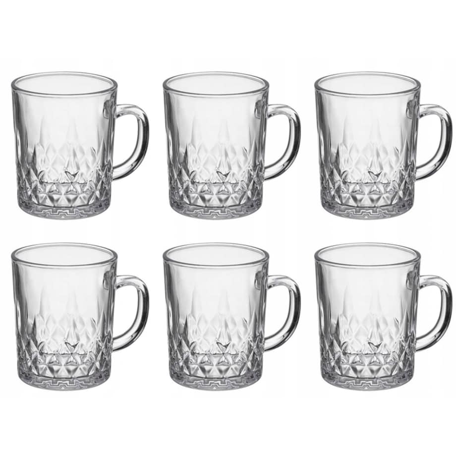 ZESTAW SZKLANKI DO KAWY HERBATY 240 ml napoje kompot kubek z uchem 6szt