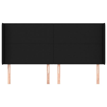 vidaXL Zagłówek uszak, czarny, 203x16x118/128 cm, tkanina