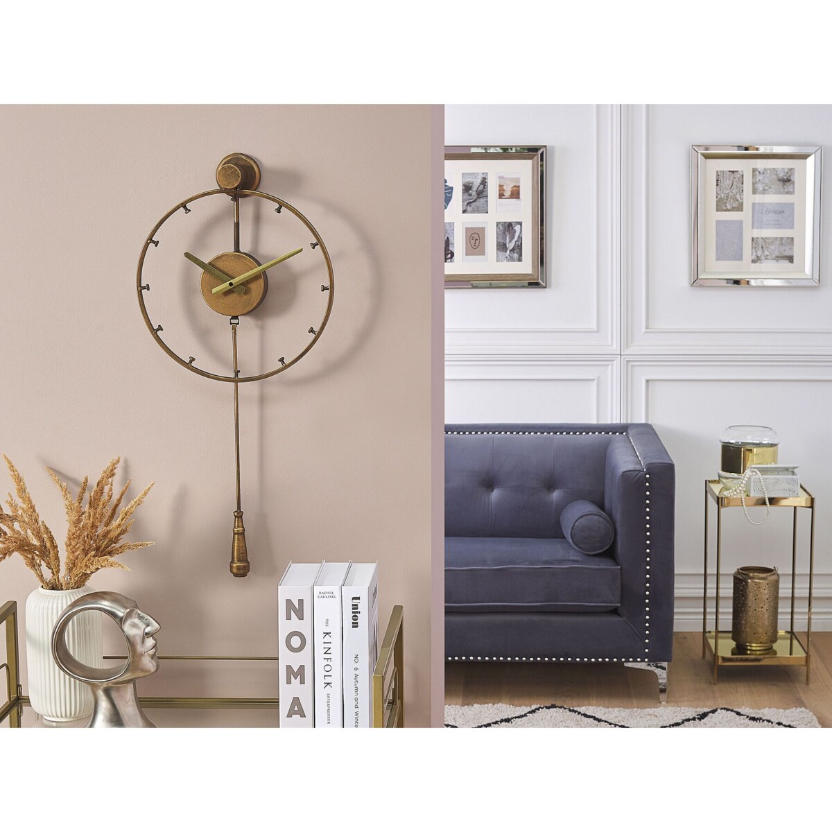 Zegar ścienny z wahadłem złoty EMMEN