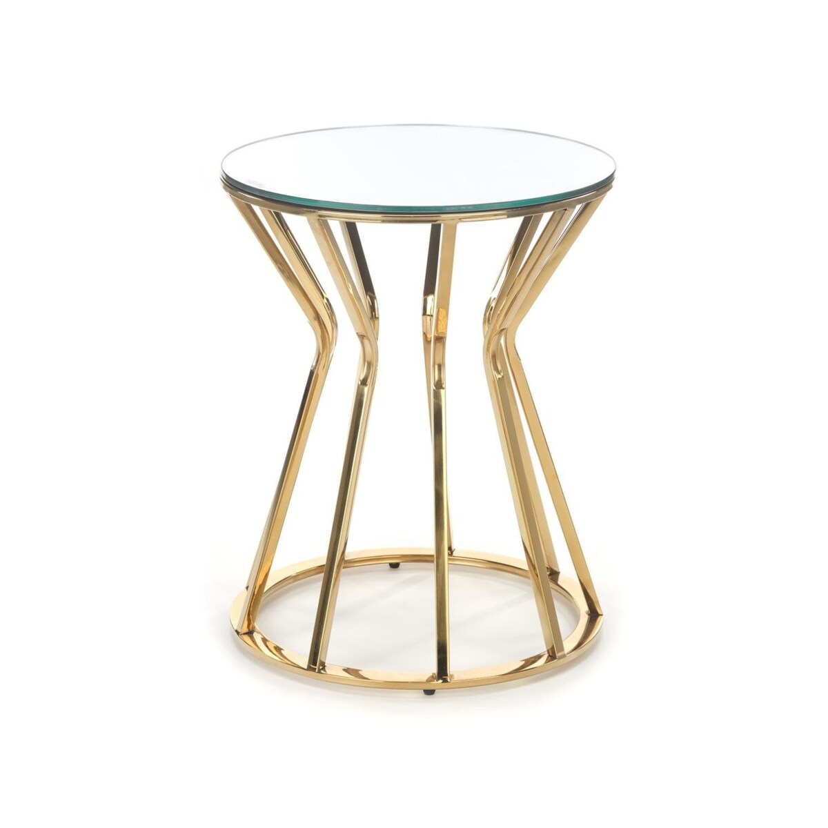 STOLIK KAWOWY Finea S LUSTRZANY BLAT złota podstawa 45x50 cm