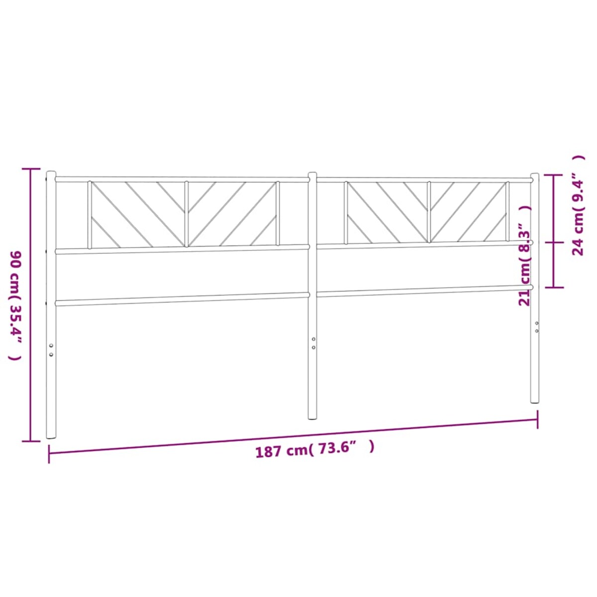 vidaXL Metalowe wymienne wezgłowie, czarne, 180 cm