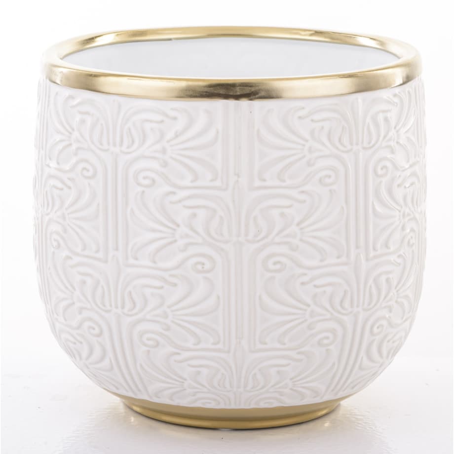 Osłonka ceramiczna biało-złota 16,5x17x17 cm TAKINKA