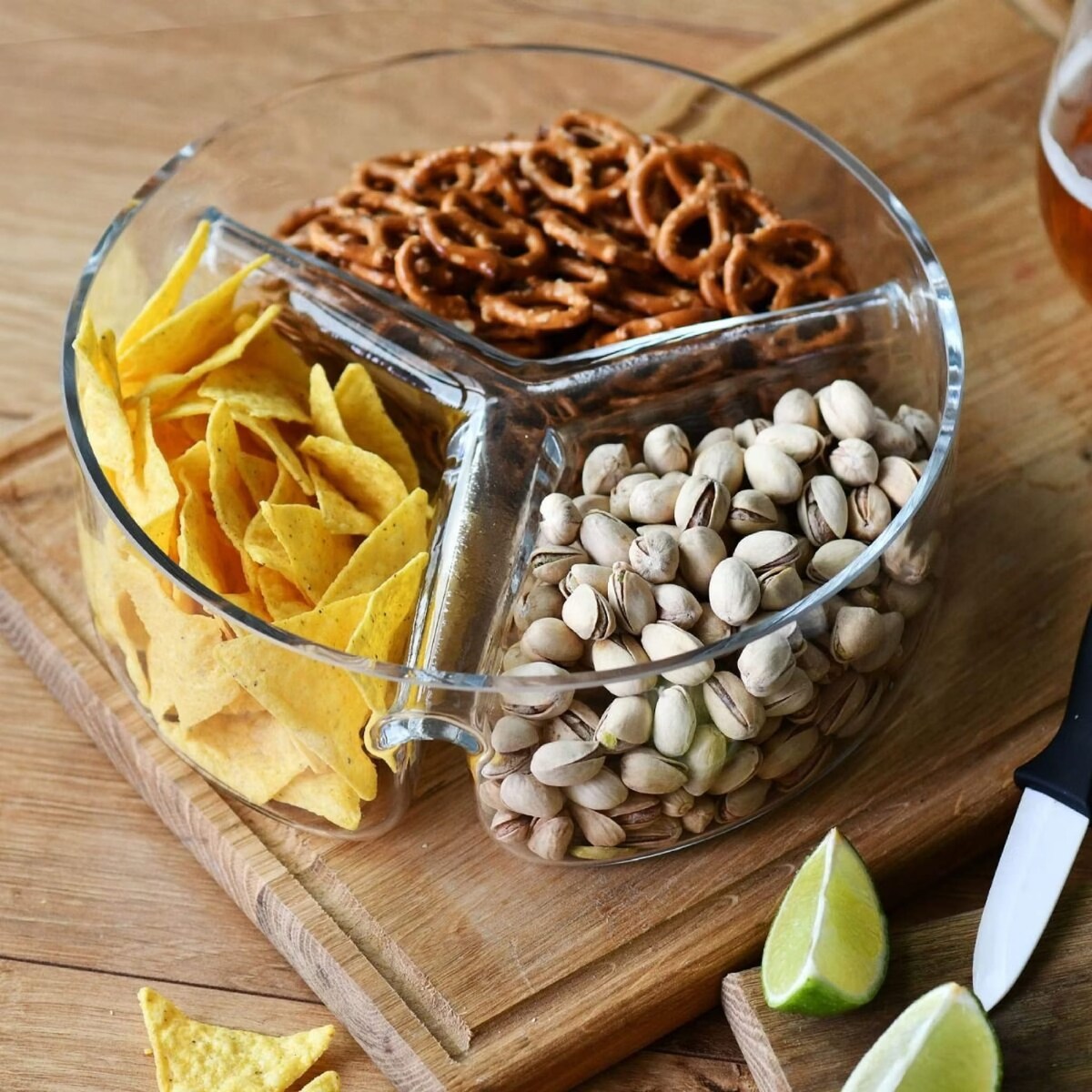 Salaterka szklana trójdzielna 18 cm Krosno