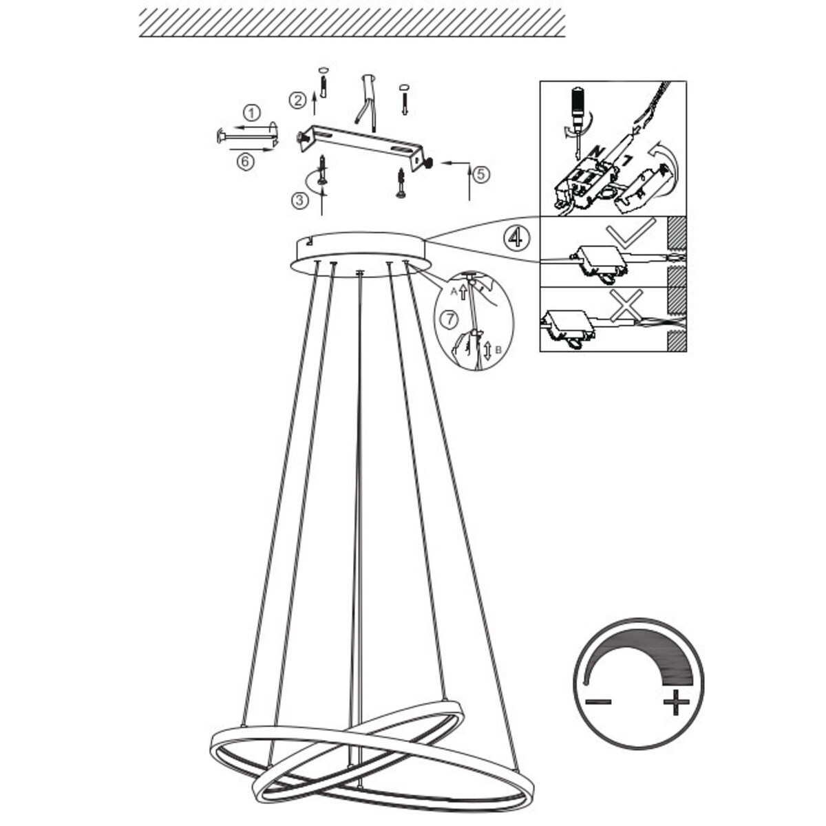LAMPA wisząca RALPH 67192-42B Globo okrągła OPRAWA metalowa LED 42W 3000K zwis czarny