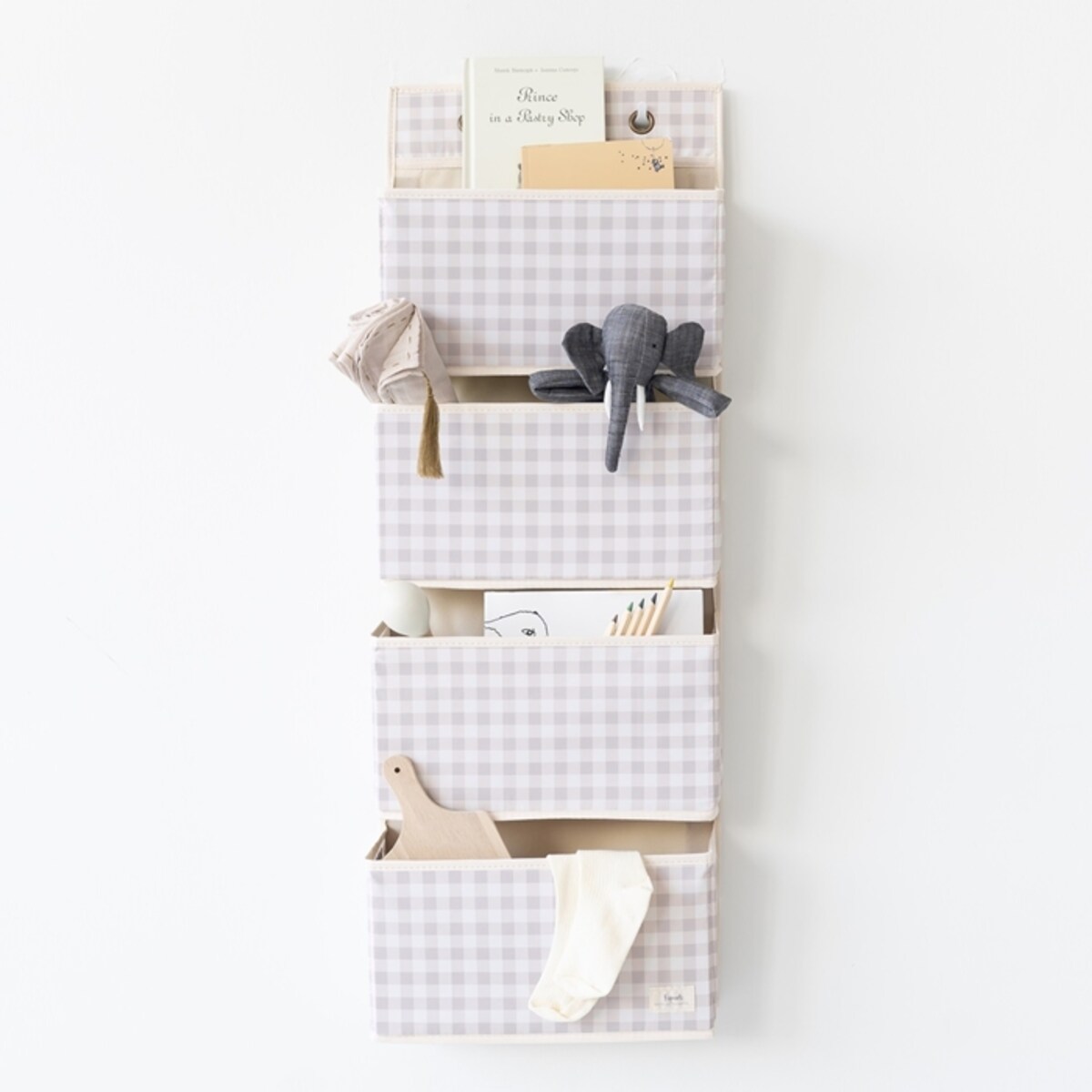 3 Sprouts Organizer Na Drzwi Wiszący Gingham Beige