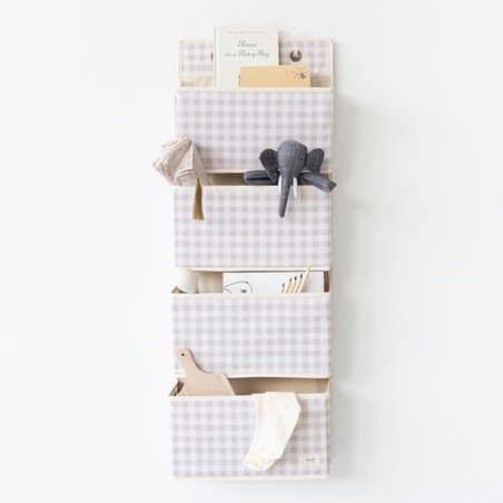 3 Sprouts Organizer Na Drzwi Wiszący Gingham Beige
