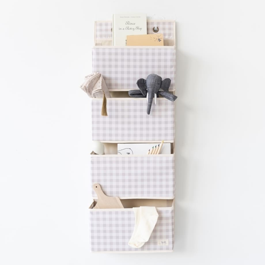 3 Sprouts Organizer Na Drzwi Wiszący Gingham Beige