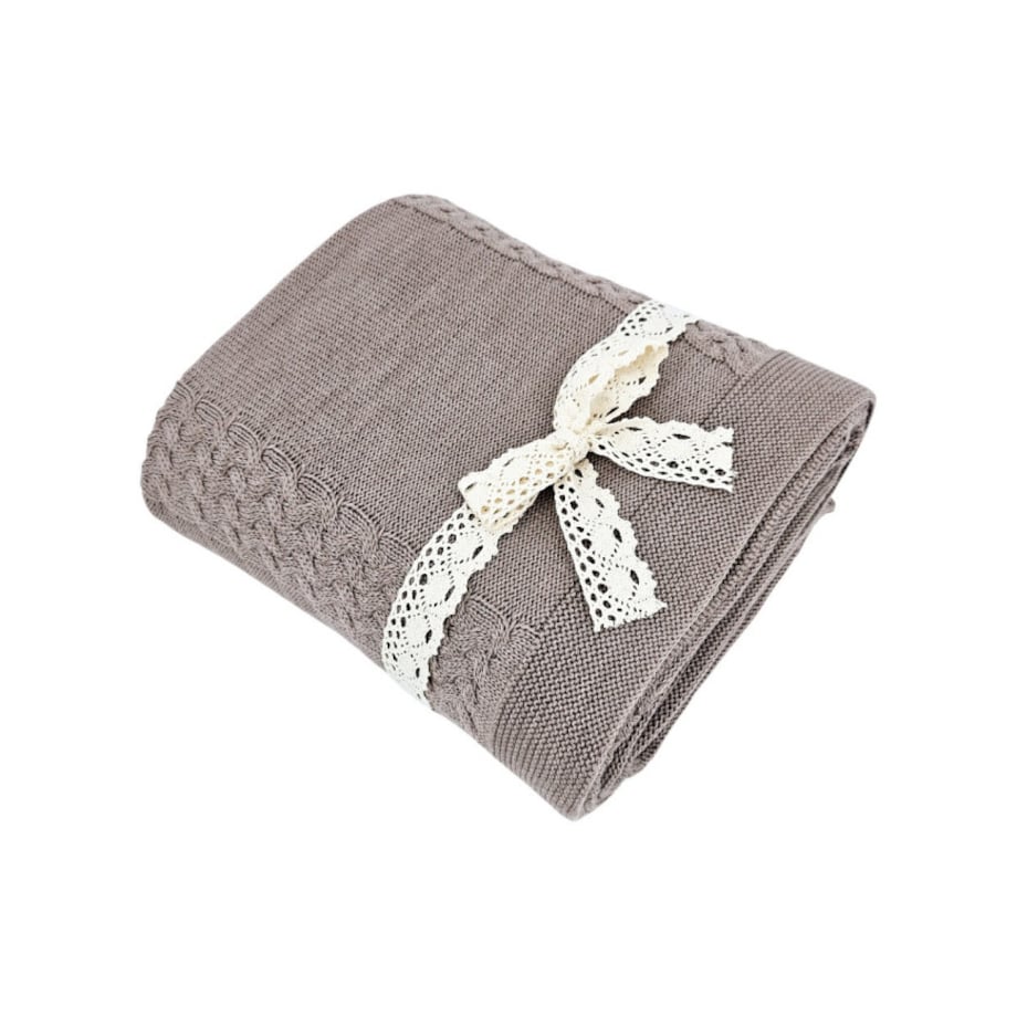 Koc dzianinowy z wełny MERINO 200x220 cm – FLORENCE200 TAUPE