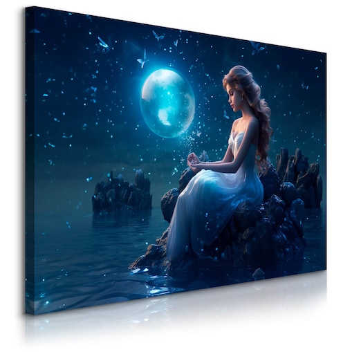 Obraz Do Sypialni Kobieta Syrena Nocą Motyle Abstrakcja Do Salonu 70x50cm