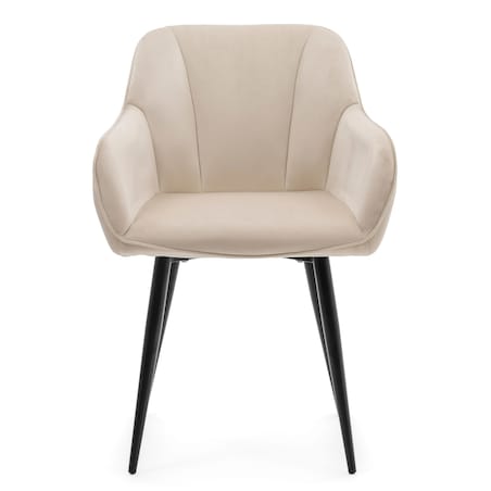 Krzesło tapicerowane welurowe LAGO velvet aksamit beżowe