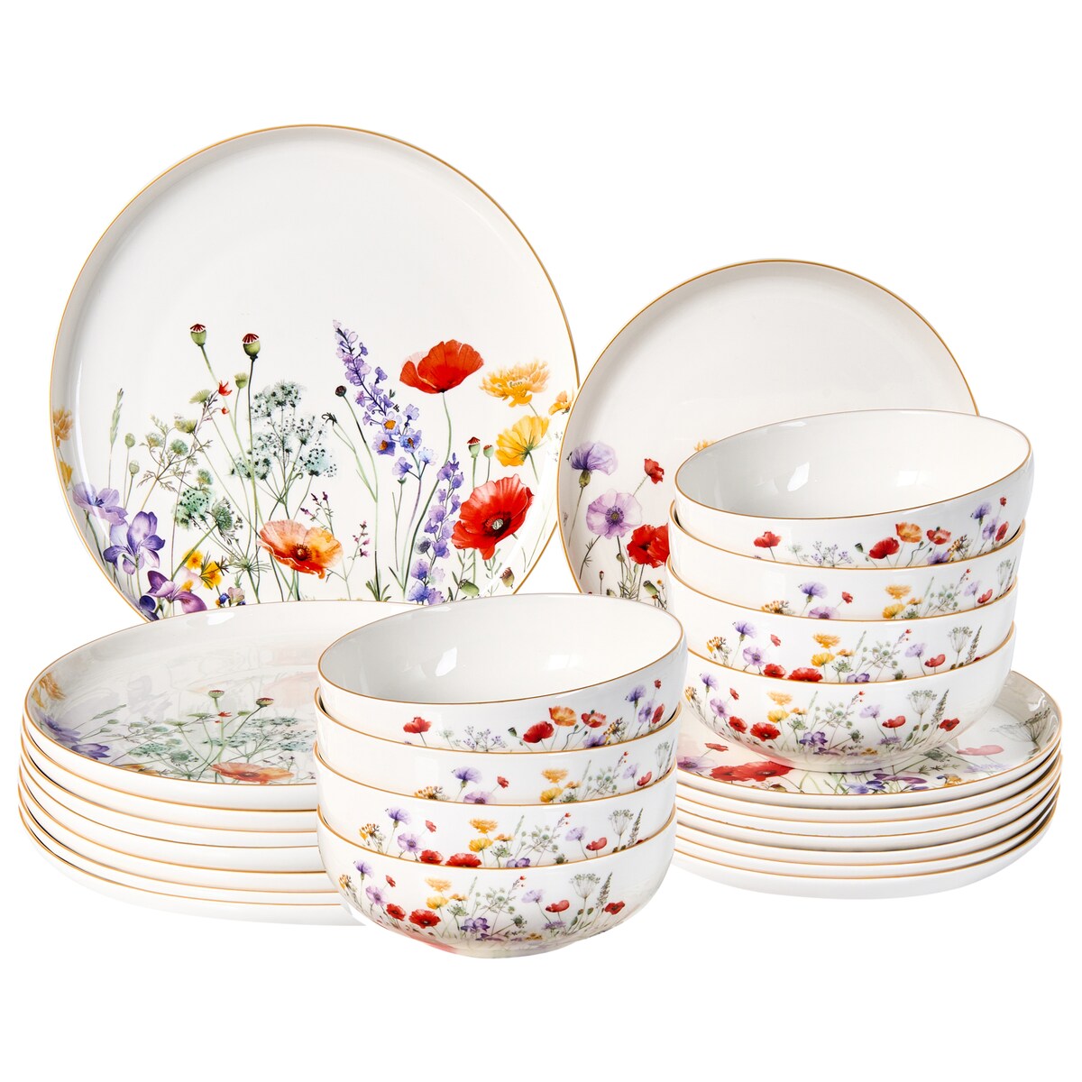 Zastawa stołowa 24-częściowa EPAZOTE Porcelana Biały