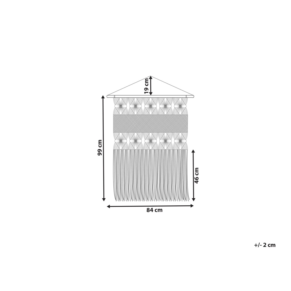 Dekoracja ścienna makrama bawełniana beżowa LAHRI