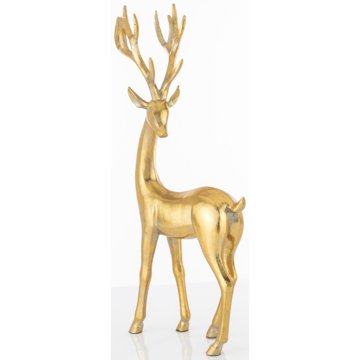 Dekoracja - stojący złoty renifer 37x19 cm