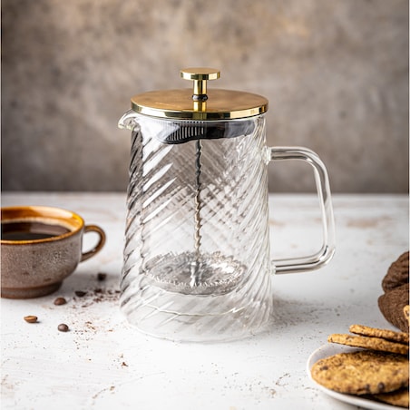 Zaparzacz do kawy herbaty szklany 600ml French Press złoty KLAUSBERG