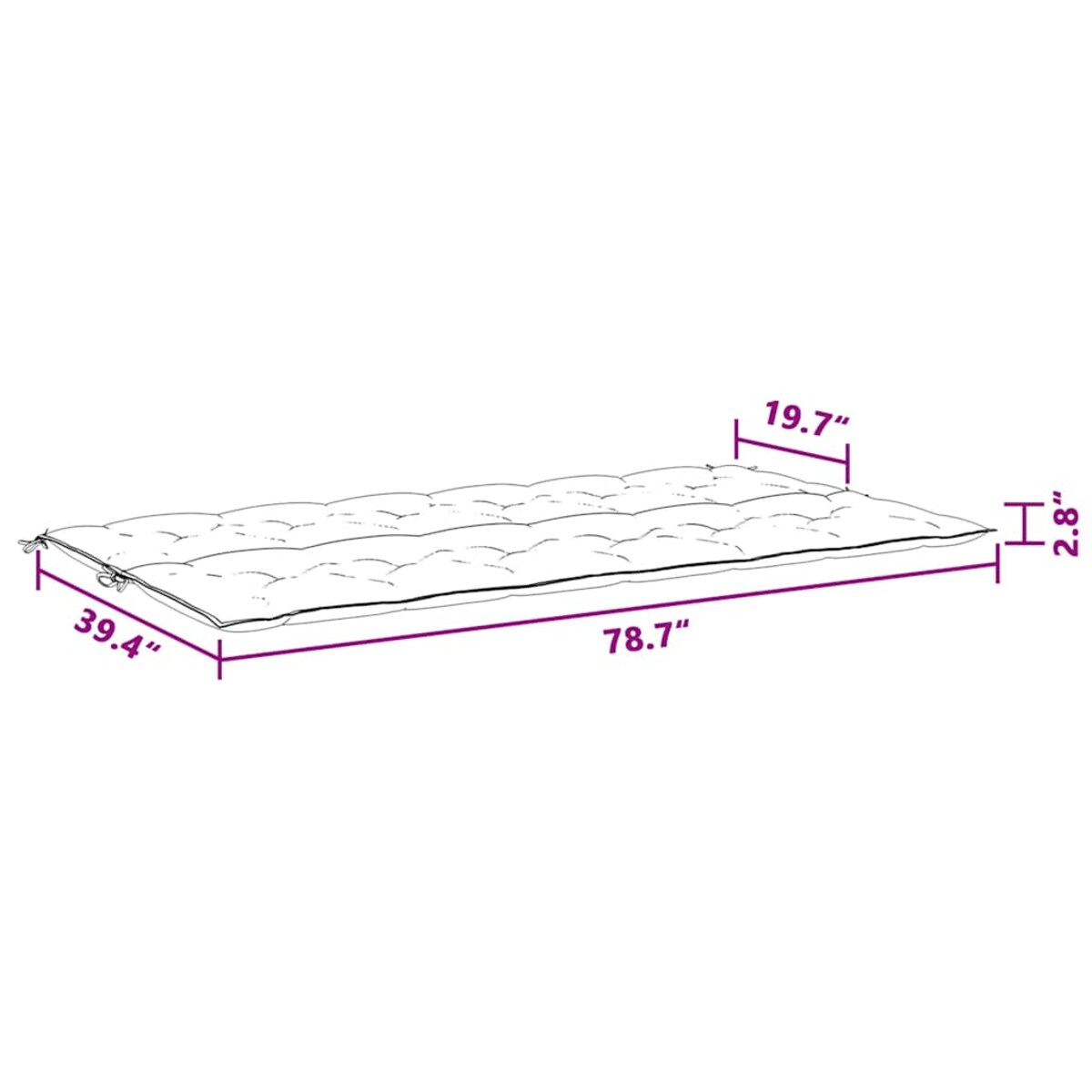 vidaXL Poduszka na ławkę ogrodową, antracytowa, 200x(50+50)x7 cm
