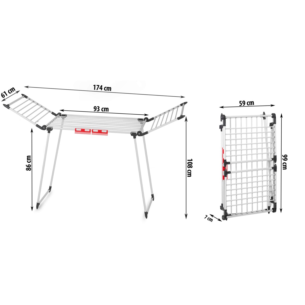 Suszarka na pranie do ubrań bielizny stojąca rozkładana 19m Massido Debora biała