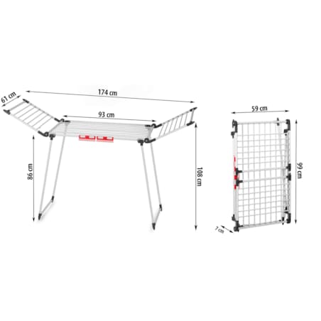 Suszarka na pranie do ubrań bielizny stojąca rozkładana 19m Massido Debora biała