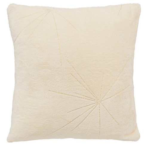 Poduszka futrzana kremowa ze złotym dekorem 40x40 cm