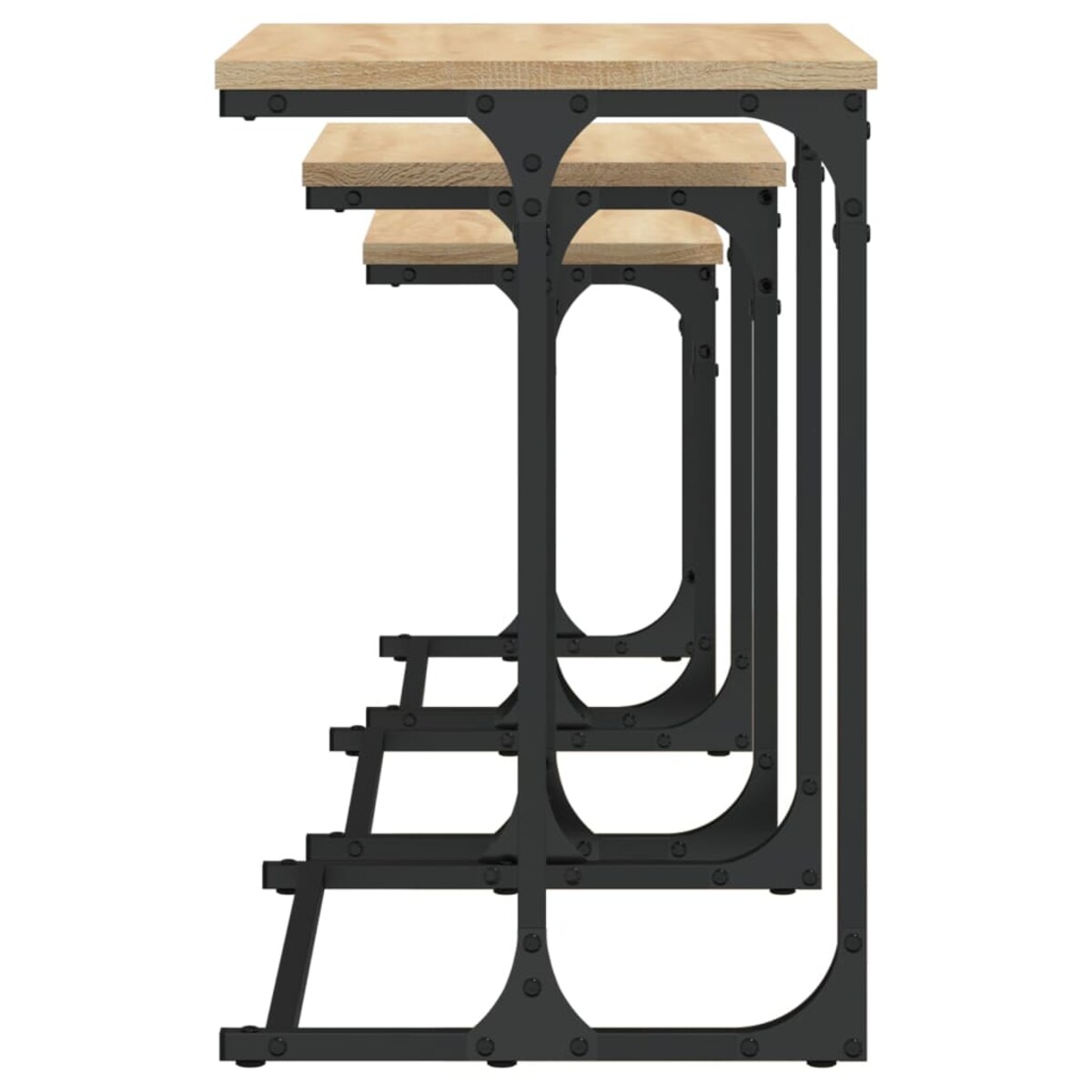 vidaXL Stoliki kawowe, wsuwane jeden pod drugi, 3 szt., dąb sonoma