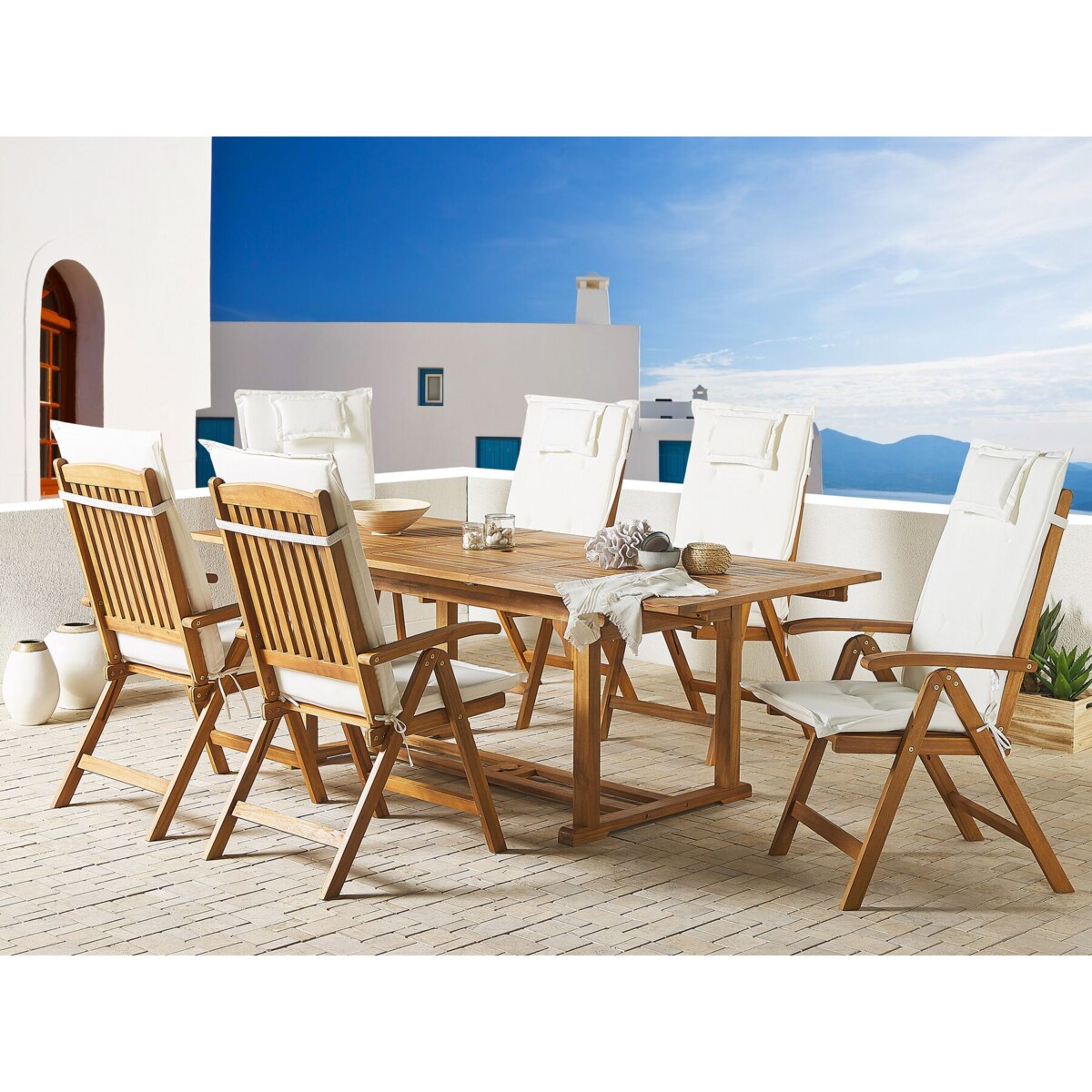 Zestaw 6 poduszek na krzesła ogrodowe kremowy TOSCANA/JAVA