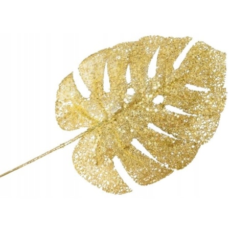 BROKATOWY LIŚĆ anturium ZŁOTY do bukietu dekoracji święta gwiazdka stroik