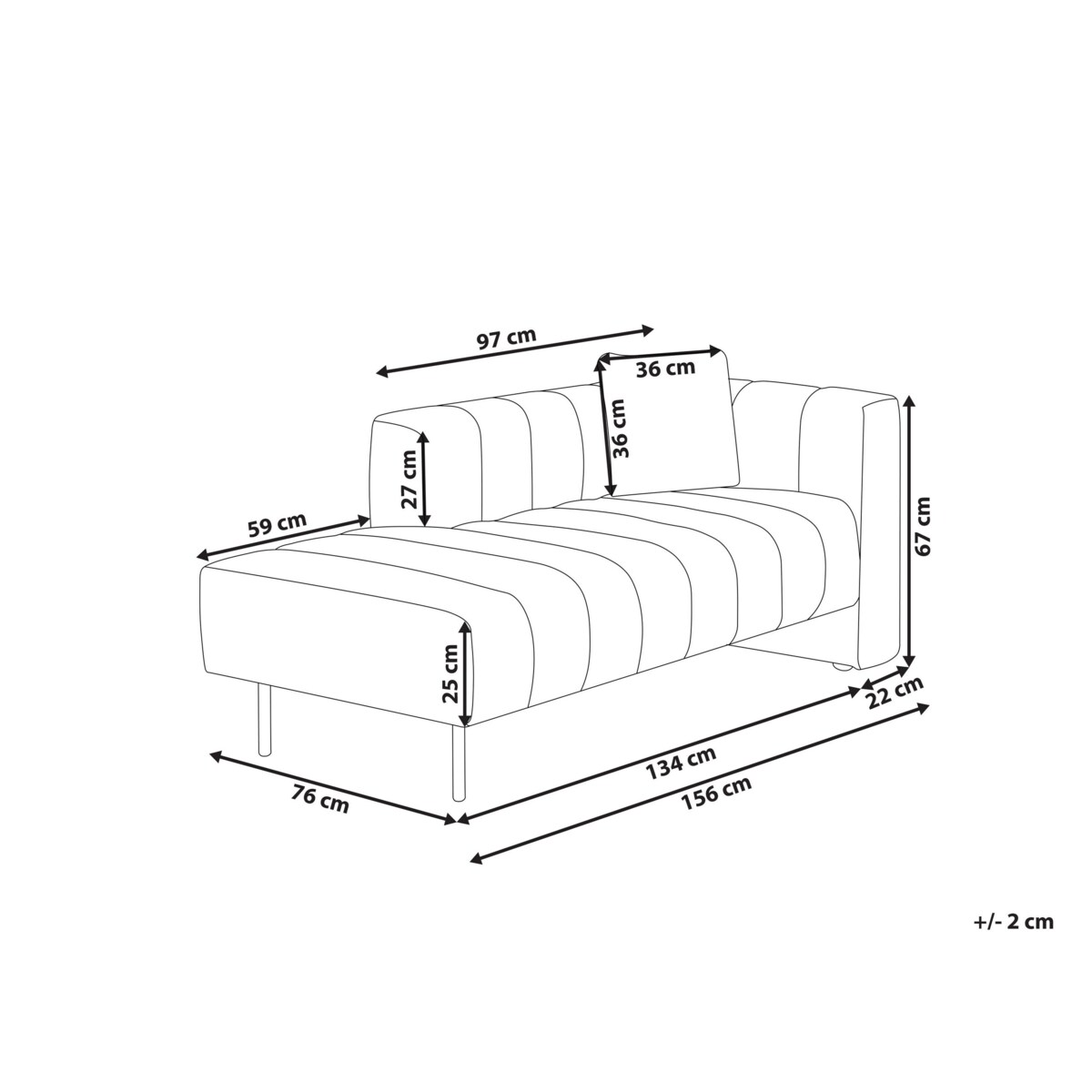 Szezlong prawostronny brązowy LANNILS
