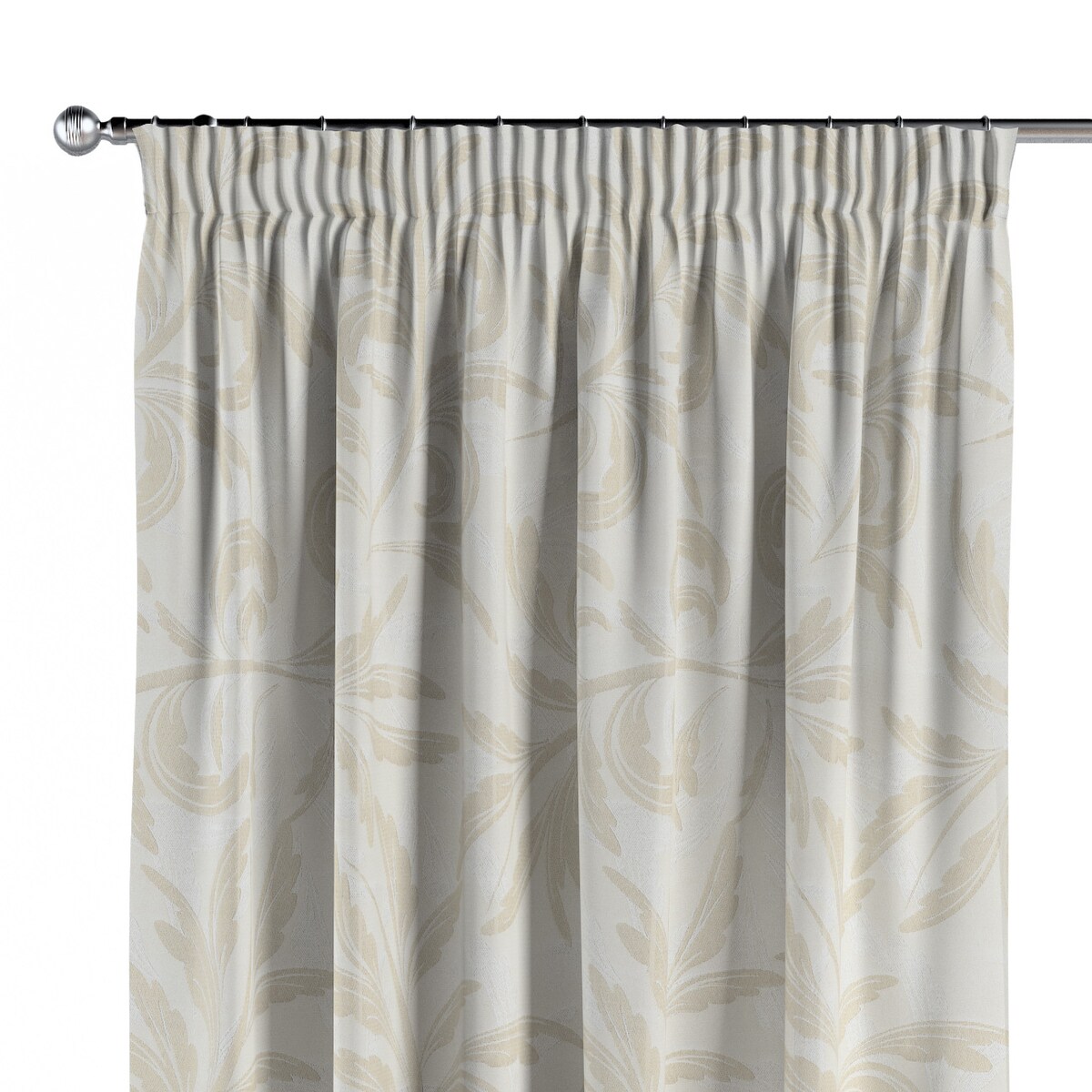Zasłona na taśmie marszczącej 1 szt. 130x245 szaro-beżowe liście akantu