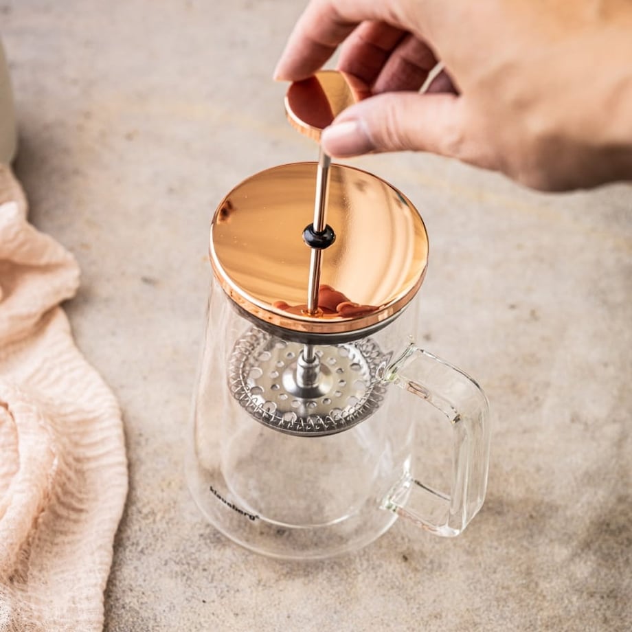 Zaparzacz do kawy herbaty 0.60L French Press różowe złoto KLAUSBERG