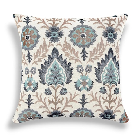 Folkowa poduszka gobelinowa 45x45 Aria - kremowo niebieska