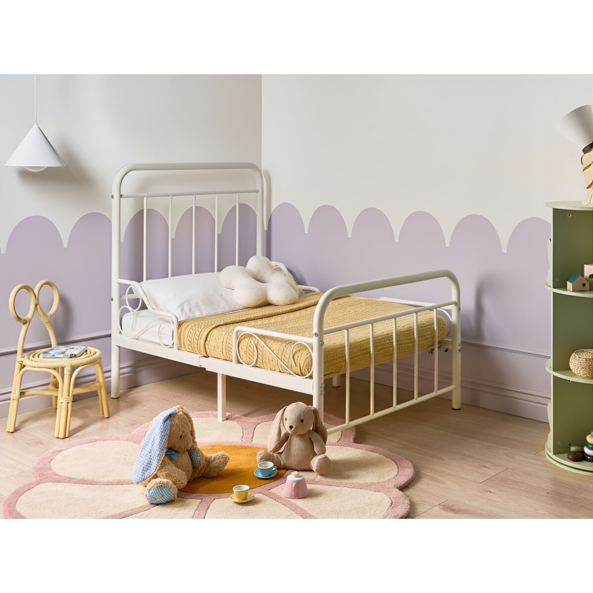 Rozsuwane łóżko dziecięce Metal ANAIS 90 x 200 cm Złamana biel