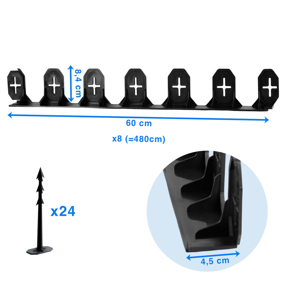 Obrzeże Ogrodowe Trawnikowe Ze Szpilkami Czarne