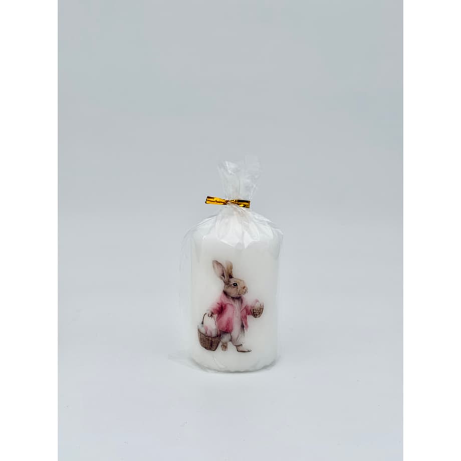 Świeca wielkanocna z zajączkiem – dekoracja świąteczna do koszyka