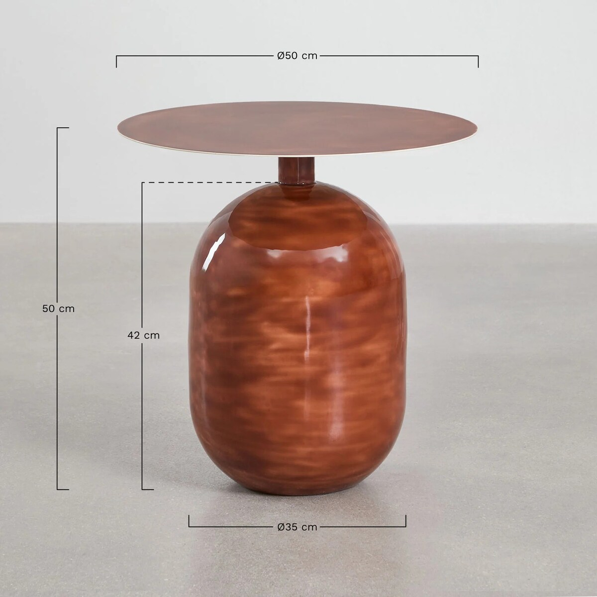 Okrągły stolik pomocniczy z metaluTruax, brązowo-ceglasty, Ø50 cm