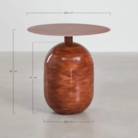 Okrągły stolik pomocniczy z metaluTruax, brązowo-ceglasty, Ø50 cm